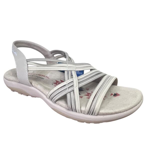 Skechers Women’s Stretch Fit Memory Foam Sandals Gray Size 6 Open Toe Slingback - Picture 1 of 16